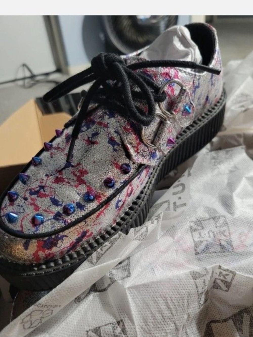 Metallic Multi-Color Studded Creeper Shoe - Black Sole
